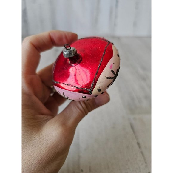 Antique Italy topper glass ornament red metallic glitter unique Xmas tree - Picture 8 of 10